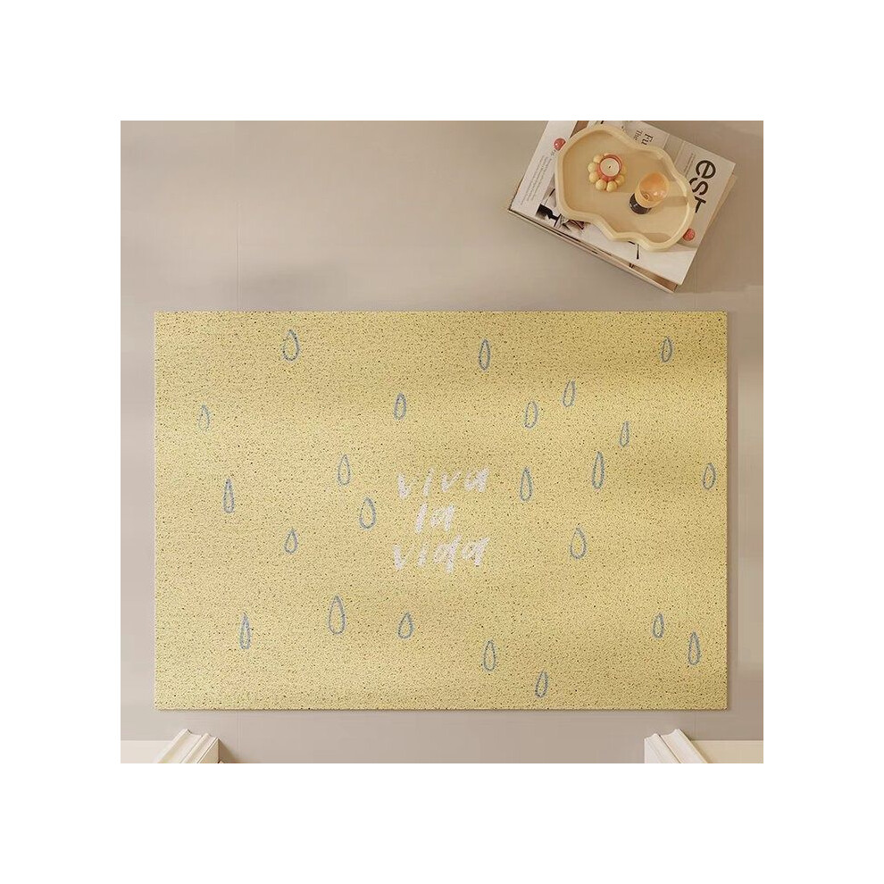 (lemon, 80X120cm 31.5X47.3in) Raindrop dopamine silk ring home floor mat advanced sense door foot pad pvc non-slip and dirt-resistant custom foot pad