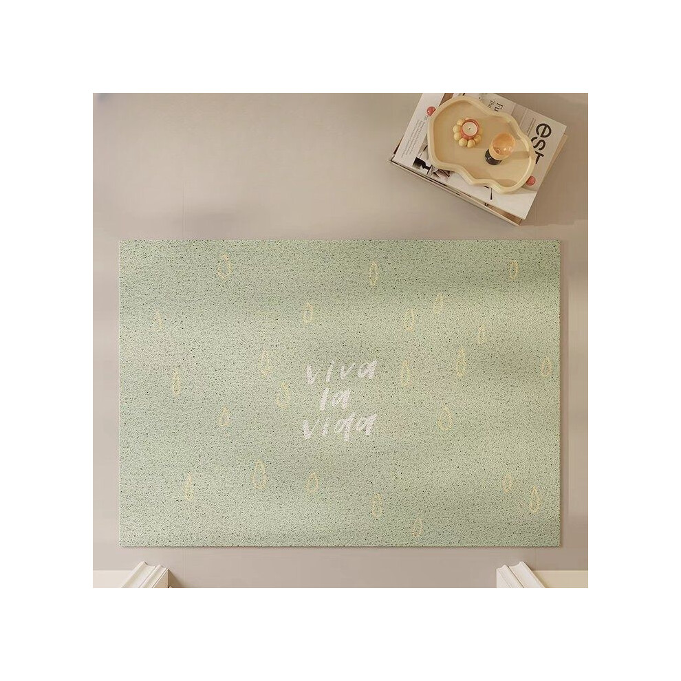 (Mint, 80X120cm 31.5X47.3in) Raindrop dopamine silk ring home floor mat advanced sense door foot pad pvc non-slip and dirt-resistant custom foot pad