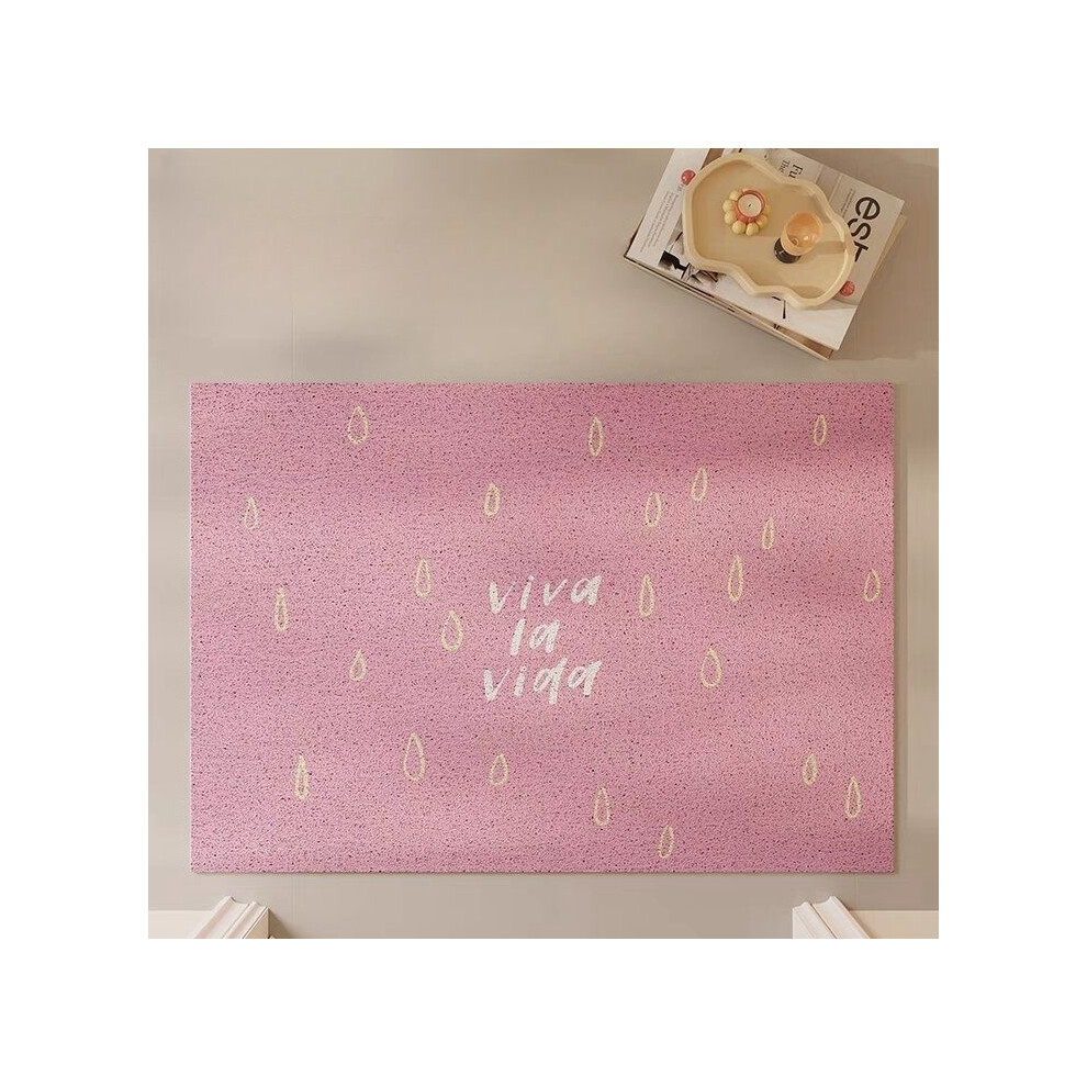 (strawberry, 80X120cm 31.5X47.3in) Raindrop dopamine silk ring home floor mat advanced sense door foot pad pvc non-slip and dirt-resistant custom foot