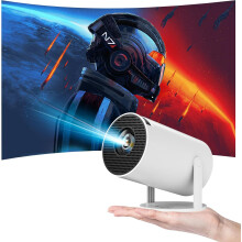 (White) Smart Mini Projector 4K 1080P Support, Portable Projector with WiFi6 BT,Videoprojector with Android 11 180 Rotatable Portable Auto Keystone,Video