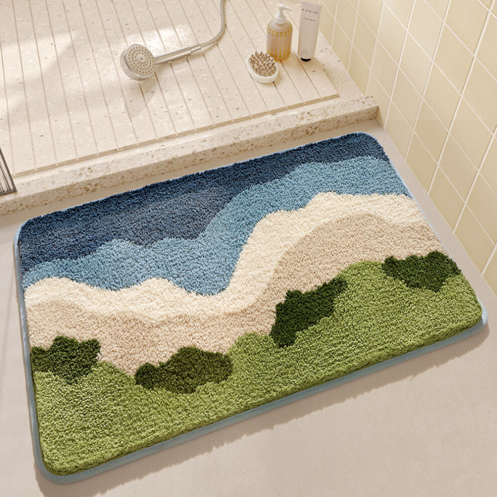 (A-1, 40X60cm 15.7X23.6in) Bathroom floor mat, toilet door carpet, toilet absorbent non-slip mat, household toilet door plush foot pad