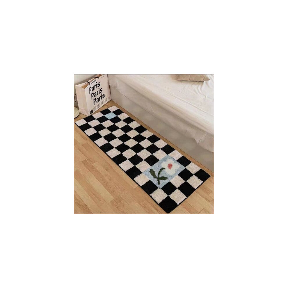 (A-1, 40X60cm 15.7X23.6in) Checkerboard stroking cats sense home girl ins wind bedroom bedside blanket simple room carpet Xiaohongshu same pad