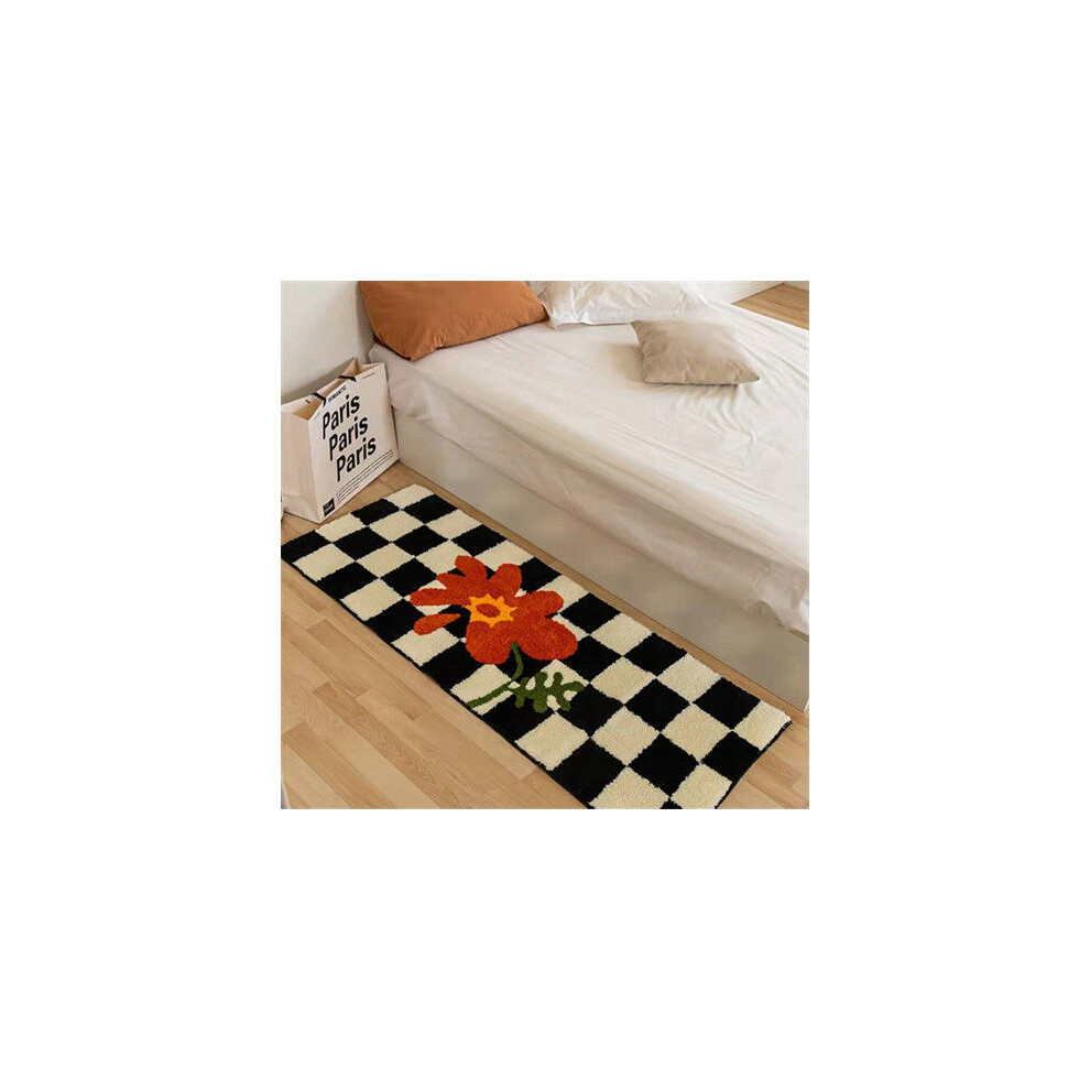 (A-2, 50X80cm 19.7X31.5in) Checkerboard stroking cats sense home girl ins wind bedroom bedside blanket simple room carpet Xiaohongshu same pad