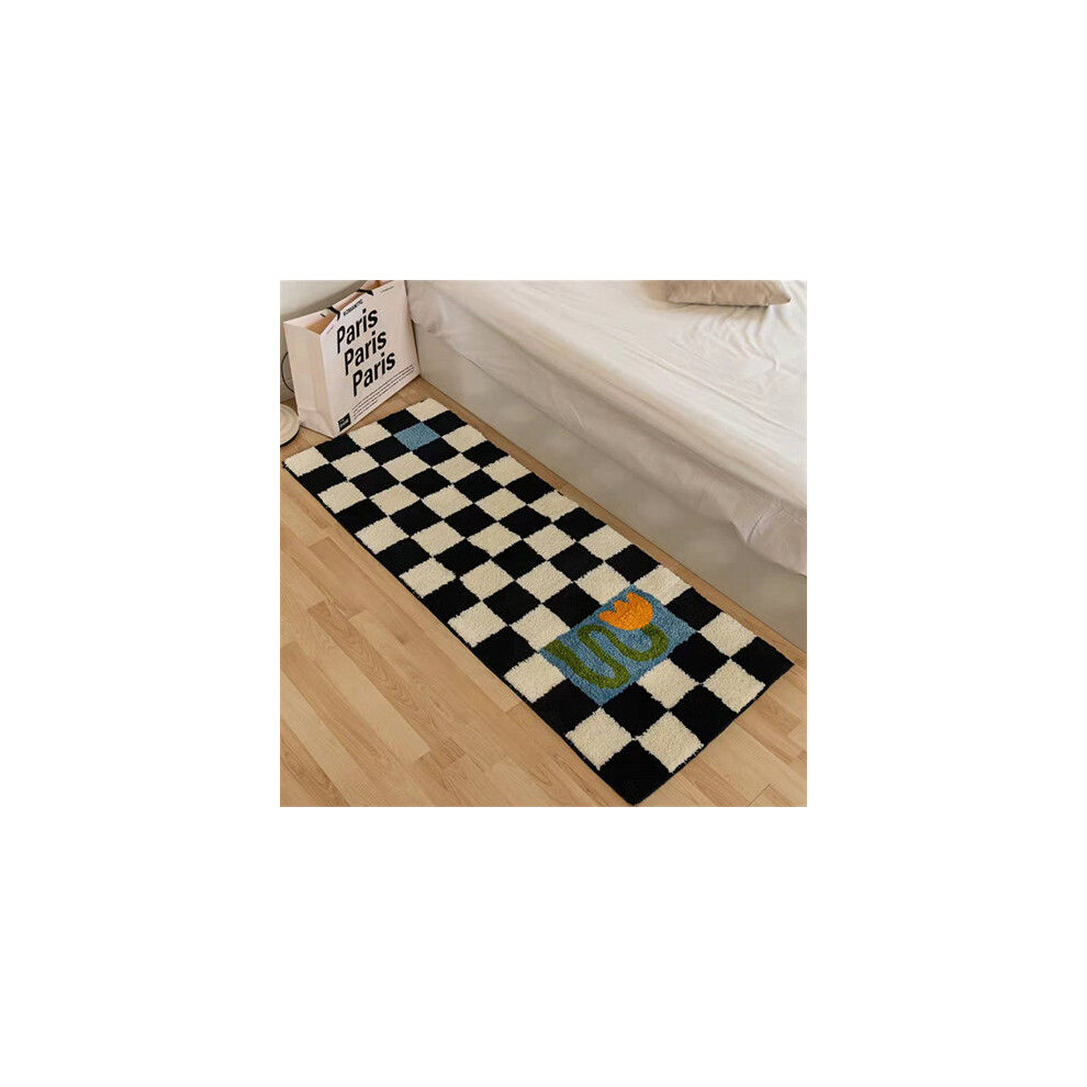 (A-3, 60X90cm 23.6X35.4in) Checkerboard stroking cats sense home girl ins wind bedroom bedside blanket simple room carpet Xiaohongshu same pad
