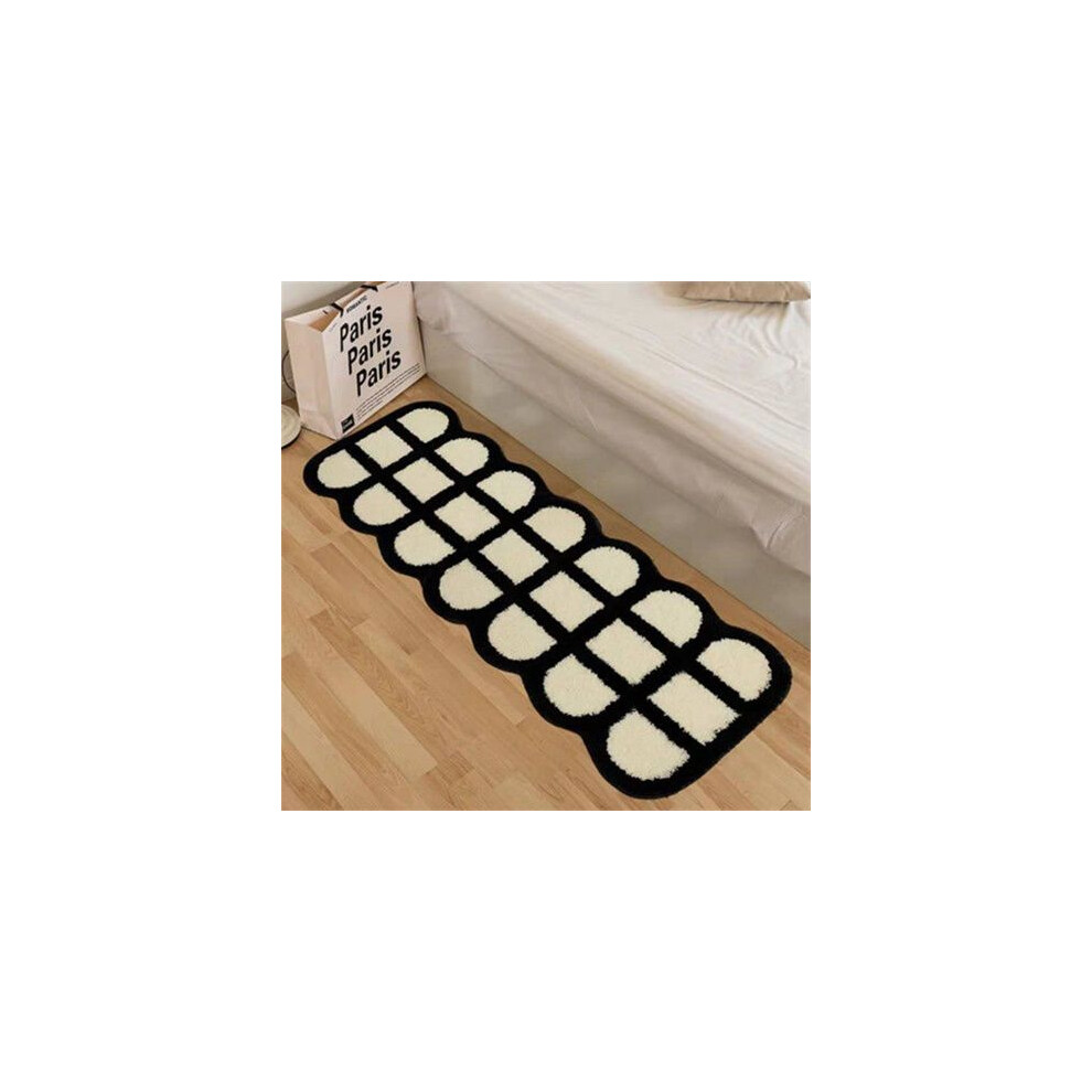 (A-4, 60X90cm 23.6X35.4in) Checkerboard stroking cats sense home girl ins wind bedroom bedside blanket simple room carpet Xiaohongshu same pad