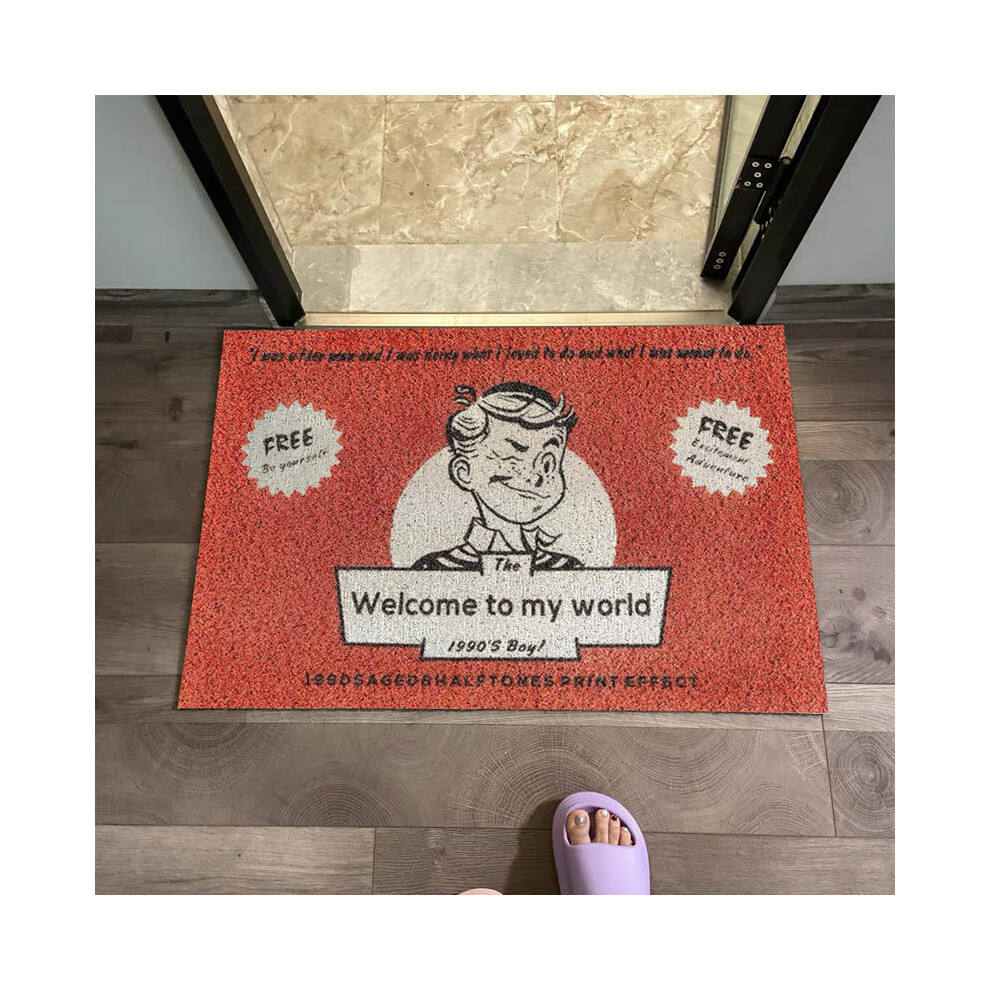 (Welcome boy, 100X120cm39.3X47.2in) Large area bedside doormat bathroom floor mat waterproof bathroom carpet decoration custom foot mat door mat silk ring