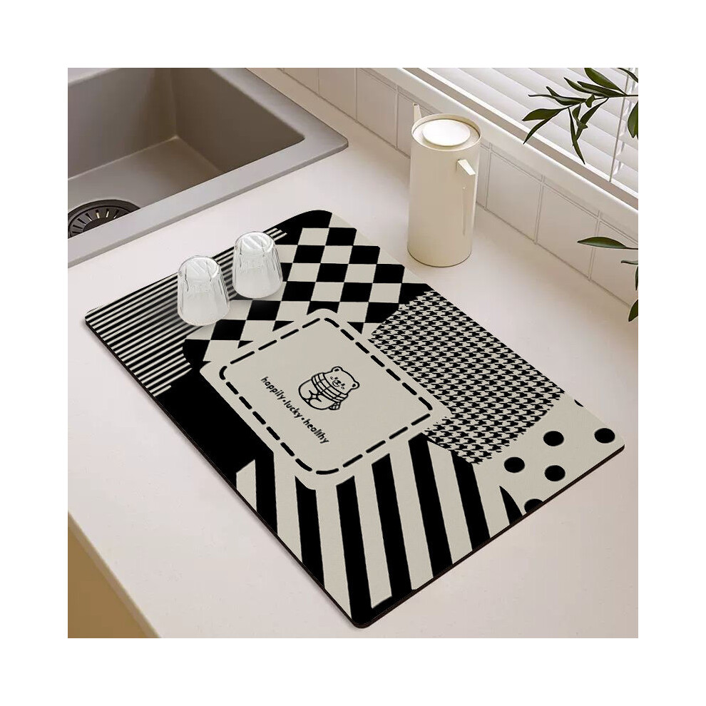 (A-4, 80X120cm 31.5X47.3in) Kitchen countertop drain mat, household water absorbing groove edge mat, water absorbing and drying rubber cushion