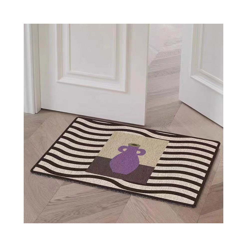 (Corrugated vase, 80X100cm 31.5X39.3in) Door silk ring floor mat Nordic retro door foot mat foyer carpet non-slip and wear-resistant door rubbing mat