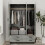 URBN Living (Black & Ash Grey) 3 Door 4 Drawer Wardrobe Storage Shelf Hanging Bedroom Modern Furniture 8