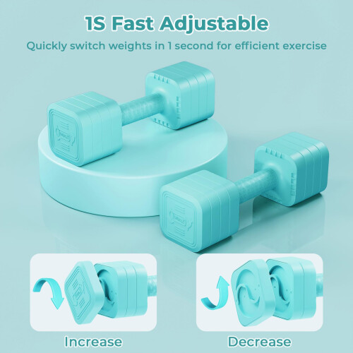 (Blue) Adjustable Dumbbells Weight Set 5kg Pair 2