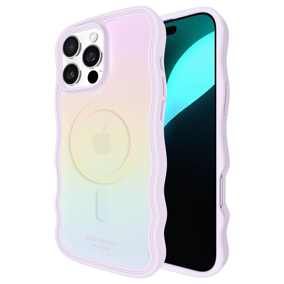 kate spade new york iPhone 16 Pro Max Case - Compatible with MagSafe - Designer Phone Case - Wavy Opal Iridescent
