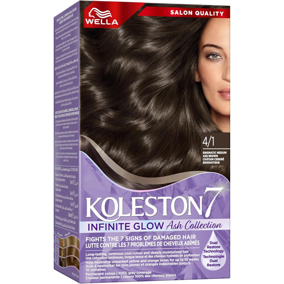 Wella Koleston Supreme Hair Color Infinite Glow Ash 4/1 (Enigmatic Medium Ash Brown) | Long-lasting, luminous color & deeply moisturized hair-image-OPC-PGBDYPG-NEW