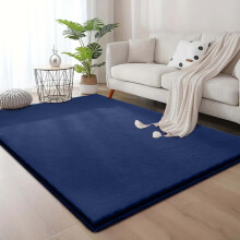 (160X230 cm, Blue Navy) Nonslip Soft Shaggy Fluffy Rugs Livingroom Bedroom Carpets Large Area Rug & Floor Door Mats
