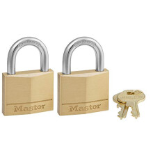 Master Lock 140T Solid Brass Padlock with Key  2 Pack  2 Count