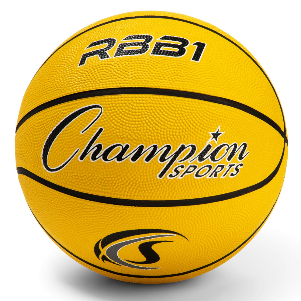 Champion Sports Rubber Official   Heavy Duty - Pro-Style Basketballs  Premium Basketball Equipment  Indoor Outdoor - Physical Education Supplies Size