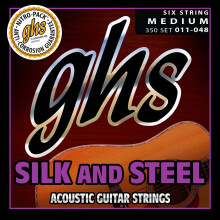 GHS Strings 350 Silke Og St?l S?lvbelagte kobber Akustiske Guitar Strings Medium (.011-.048)