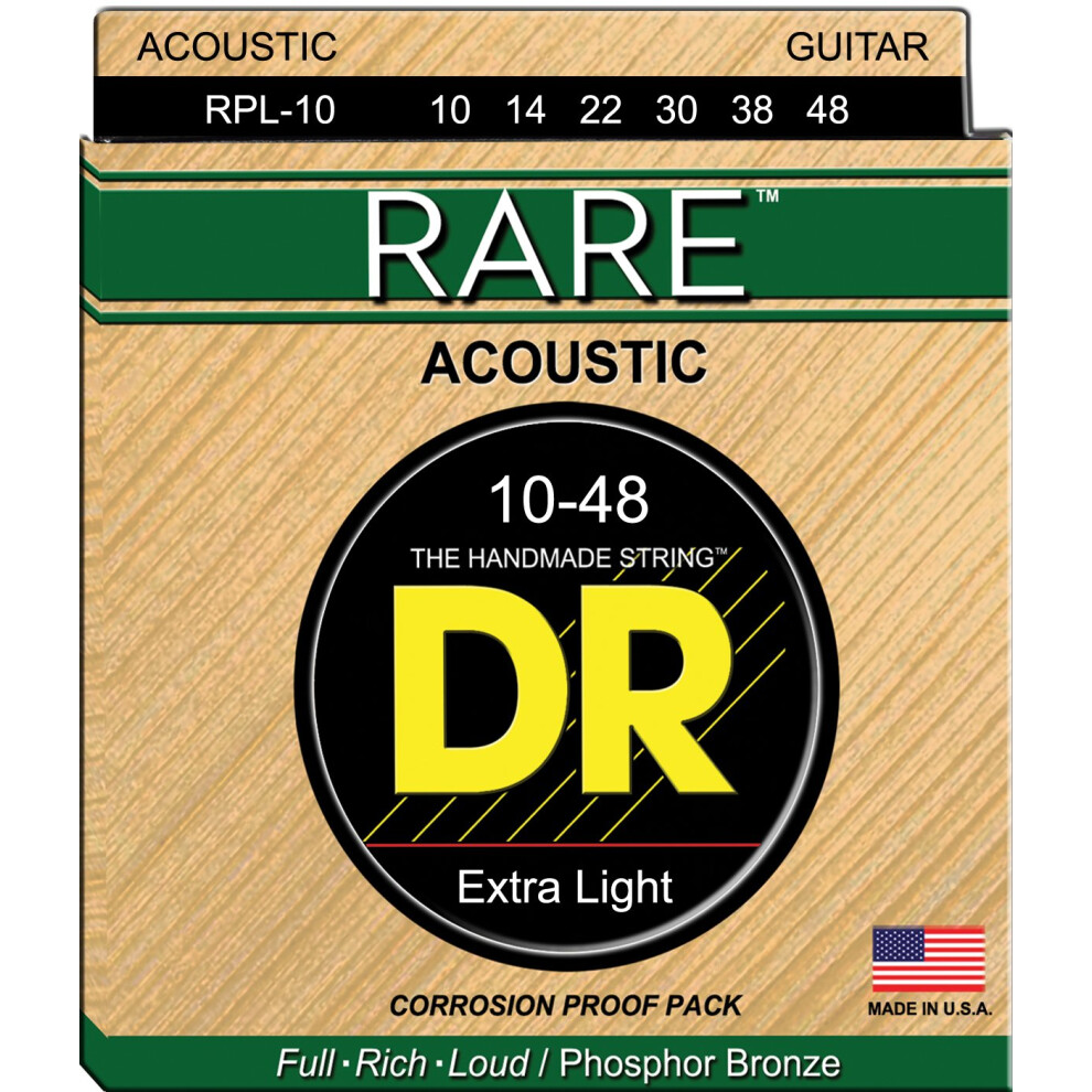 DR Strings Rare - Phosphor Bronze AcousticHex Core 10-48