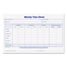 TOPS 30071 Feuilles de Temps Hebdomadaires, 8-1/2 x 5-1/2 po, 100 Feuilles/Bloc, 2 Blocs/Paquet