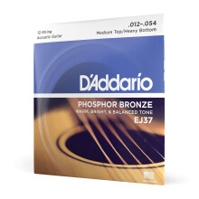 D'Addario Saiten fr Akustikgitarre, Phosphorbronze, EJ37, mittelstarke Decke/schwere Unterseite, Strke 1254, 12-saitiger Satz, 1 Stck