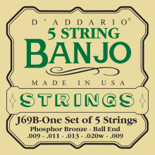 D'Addario J69 5-strunowe struny banjo z kulką Phosphor Bronze Light 9-20