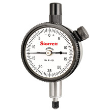 Indicatore a quadrante Starrett serie 81 con cuscinetti a rubino e retro con aletta centrale - quadrante bianco, intervallo 0-0,125"""", quadrante
