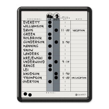 Quartet In/Out Board  11"""" x 14""""  DuraMax Porcelain  In and Out Board  18 Names  Classic Gray  Black Frame (750)  White