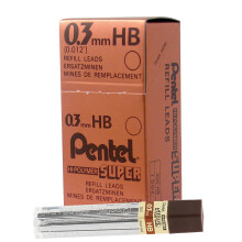 Pentel Super Hi-Polymer Lead  0.3mm  HB  Box of 12 Tubes (300-HB)