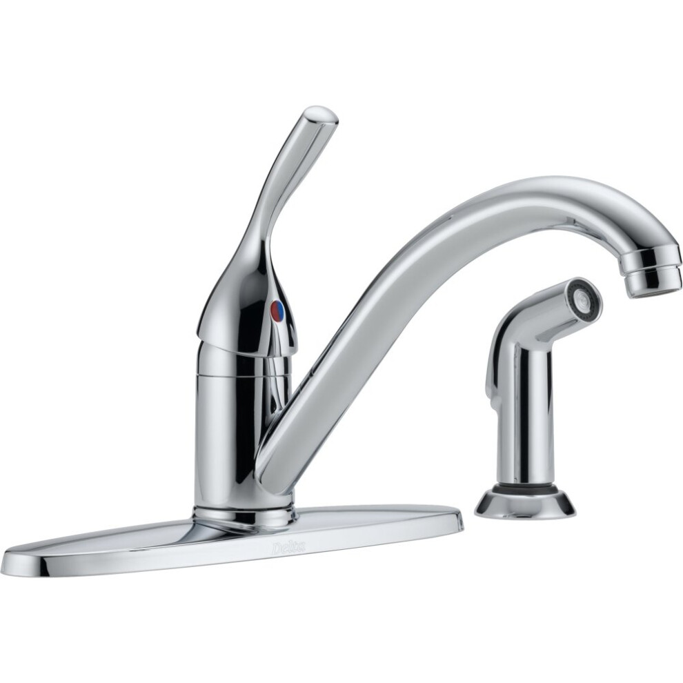 Photos - Tap Delta Faucet Classic Single-Handle Kitchen Sink Faucet with Side Sprayer in Matching Finish Chrome 400-DST GID-400LF