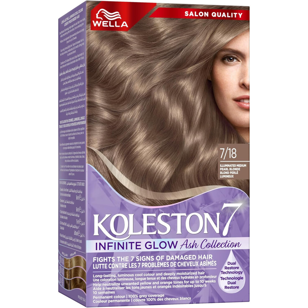 Grey Wella Kit 7/18 - Illuminated (Medium Pearl Blonde) | Long-Lasting, Fade-Resistant Color That Maintains Vibrancy.