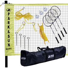 Park & Sun Sports Draagbaar Indoor/Outdoor Badminton Net Systeem met Draagtas en Accessoires: Professionele Serie Geel/Zwart Standaard