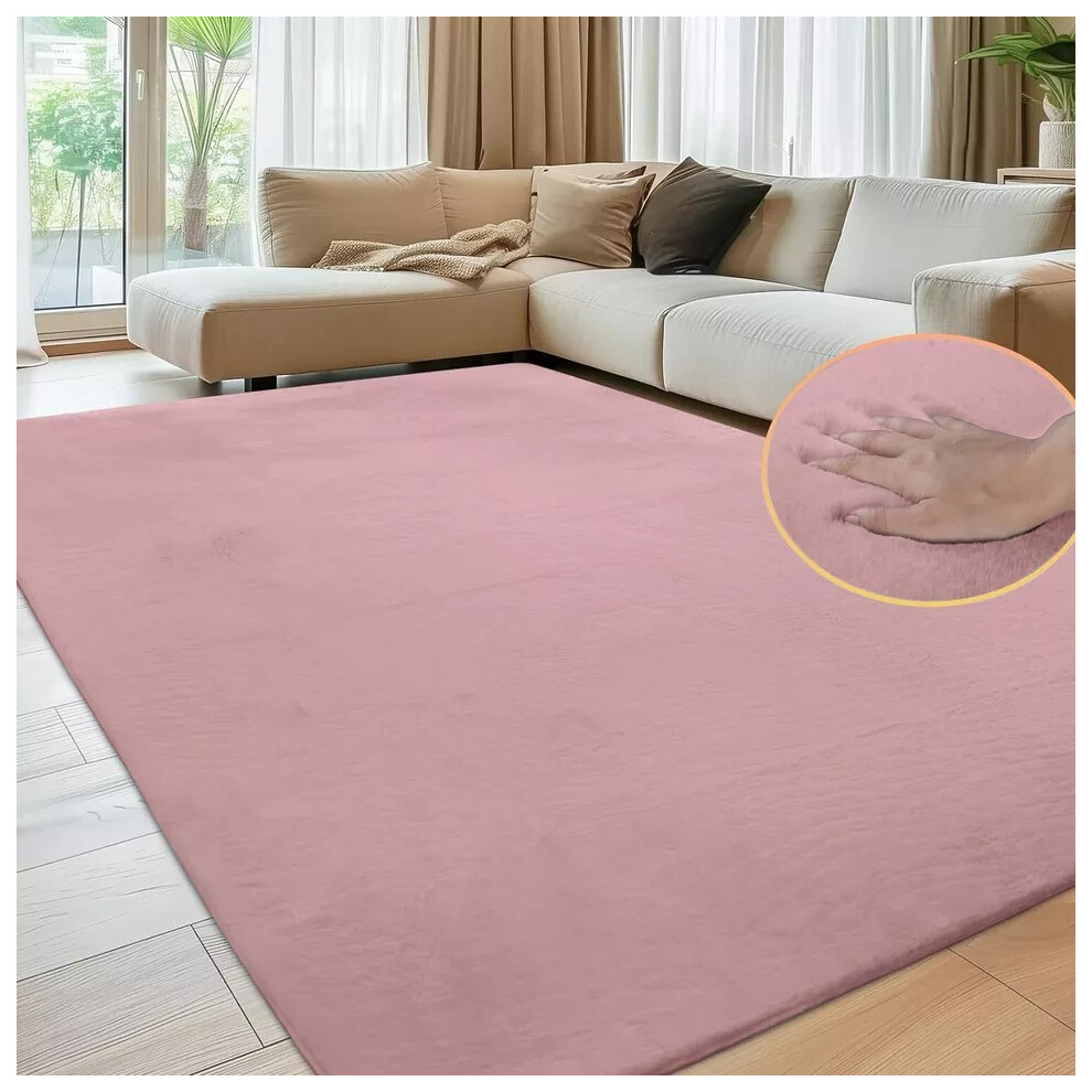 (200X290 cm, Dust Rose Pink) Nonslip Soft Shaggy Fluffy Rugs Livingroom Bedroom Carpets Large Area Rug & Floor Door Mats