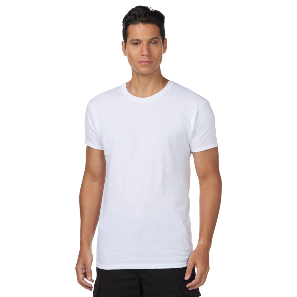 Hanes Men's Tagless Cotton Crew Undershirts  3-Pack - White  Large