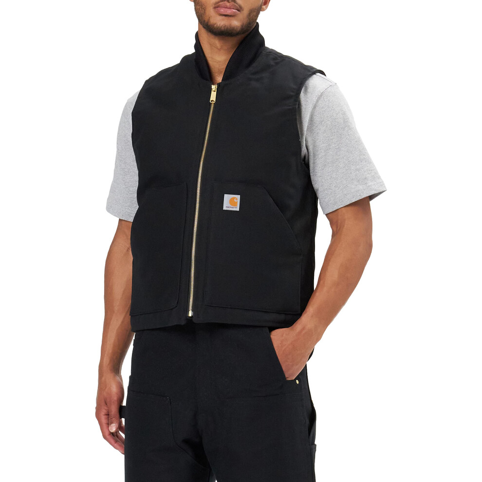 carhartt Mens Arctic-Quilt Lined Duck Vest Regular and Big & Tall Sizes  Black  X-Large