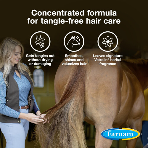 Farnam Vetrolin Συμπυκνωμένο Αποσυμπλεκόμενο και Conditioner για Αλογα και Σκύλους, 12 Oz. 2