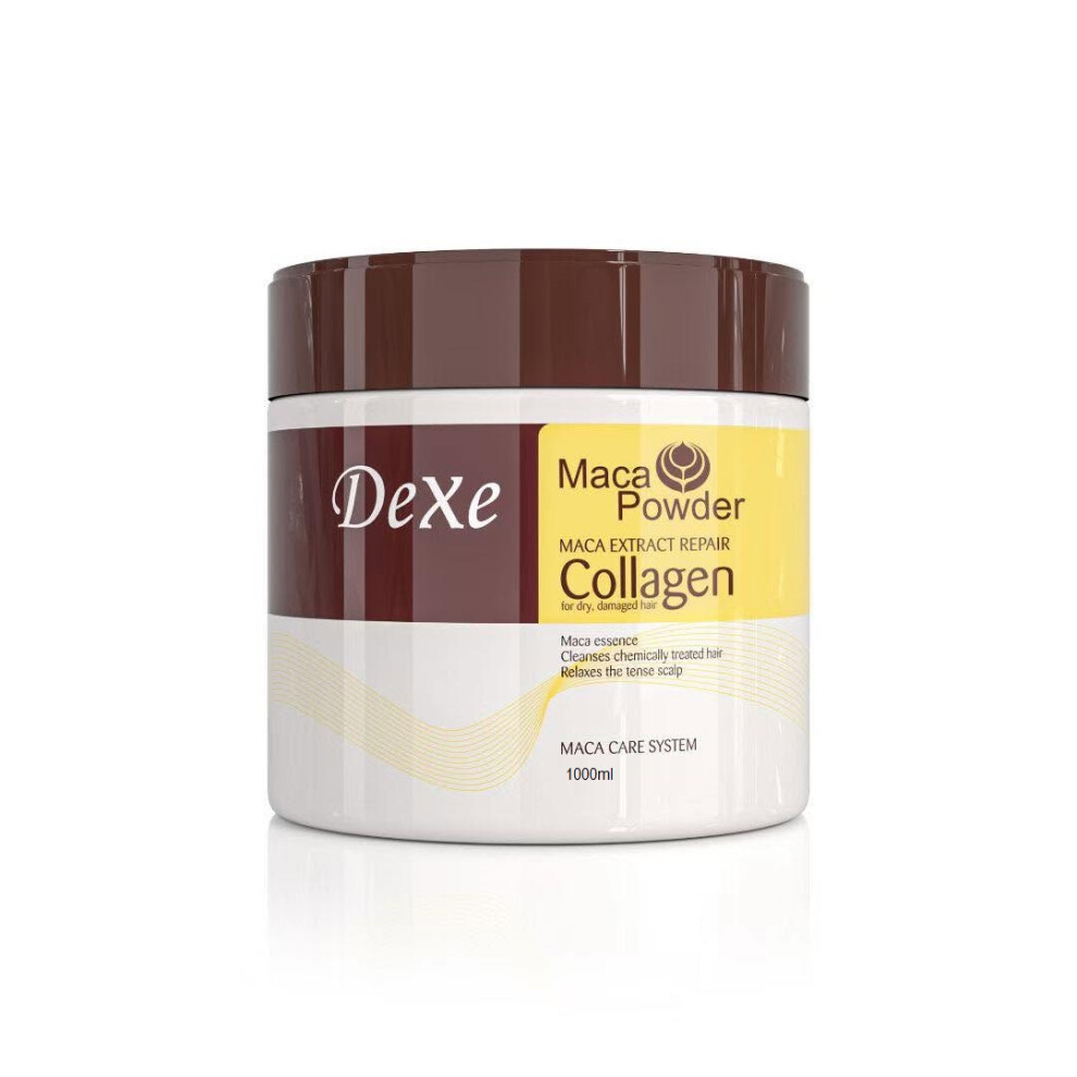 Dexe Collagen Hair Mask for Dry, Damaged Hair 1000mL | Repair & Restore, Moisturizing Treatment for Soft, Healthy Hair, Nourishing Collagen Formula