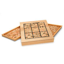 WE Games Houten Sudoku-puzzelbordspel met cijfer- en denktegels - 11 inch