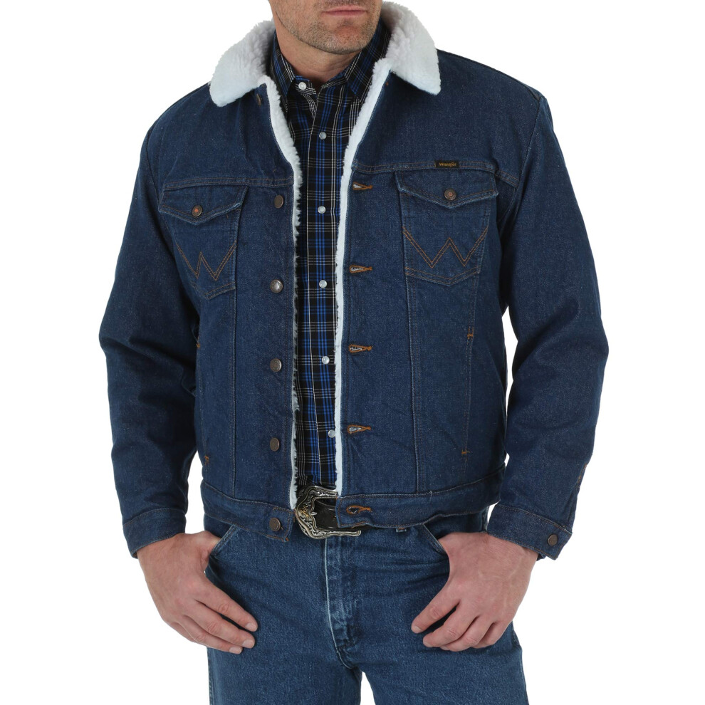 Wrangler Men's Style Cowboy Cut Western Lined Jacket  Denim/Sherpa  X-Large
