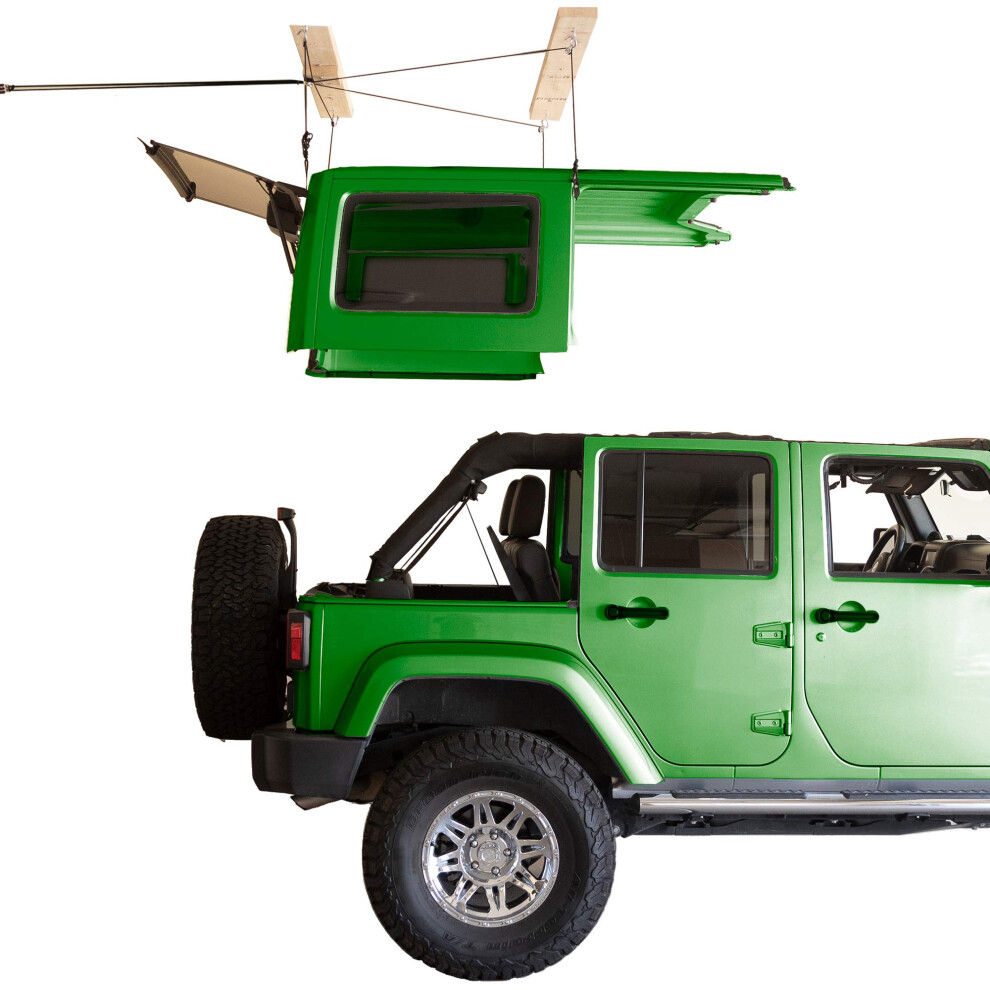 Harken Hardtop Hoist for Jeep Wrangler and Gladiator | Overhead Garage Storage  Lifts Load Evenly  Safe Anti-Drop System  6:1 Mechanical Advantage-image-OPC-PFSVM8S-NEW