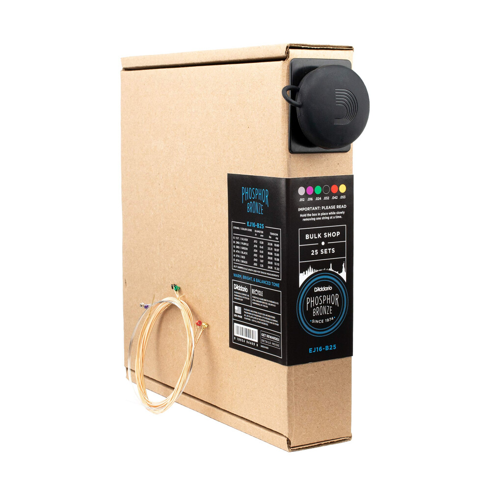 D'addario EJ16-B25 12-53 Bulk Shop Phosphor Bronze 25 Sets - Corde Per Chitarra Acustica