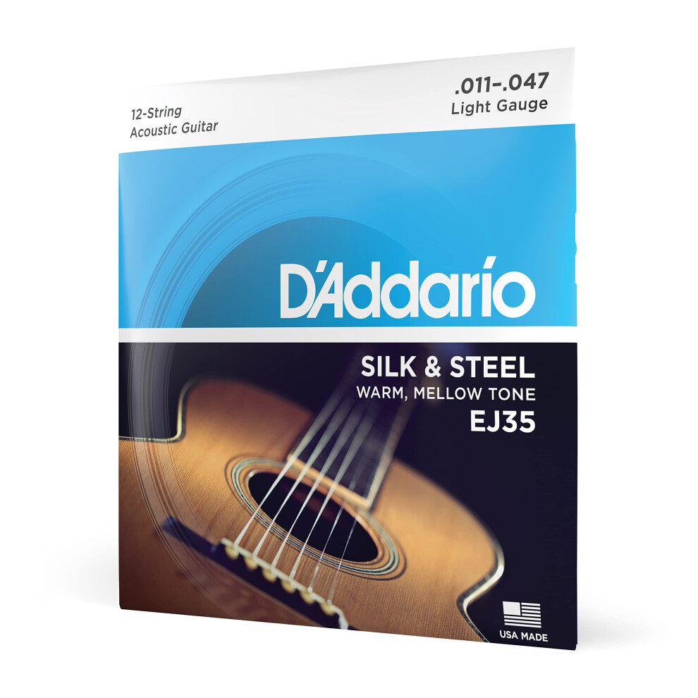 DAddario Silk & Steel Acoustic guitar Strings - EJ35-12 String - Warm Mellow Tone - Light 11-47