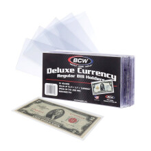 BCW Deluxe Porta Notas - Regular Bill (Dólar) Semi-Rígido - Suporta até 6.38' x 2.78' - (Pacote de 50) - Suprimentos para Colecionismo