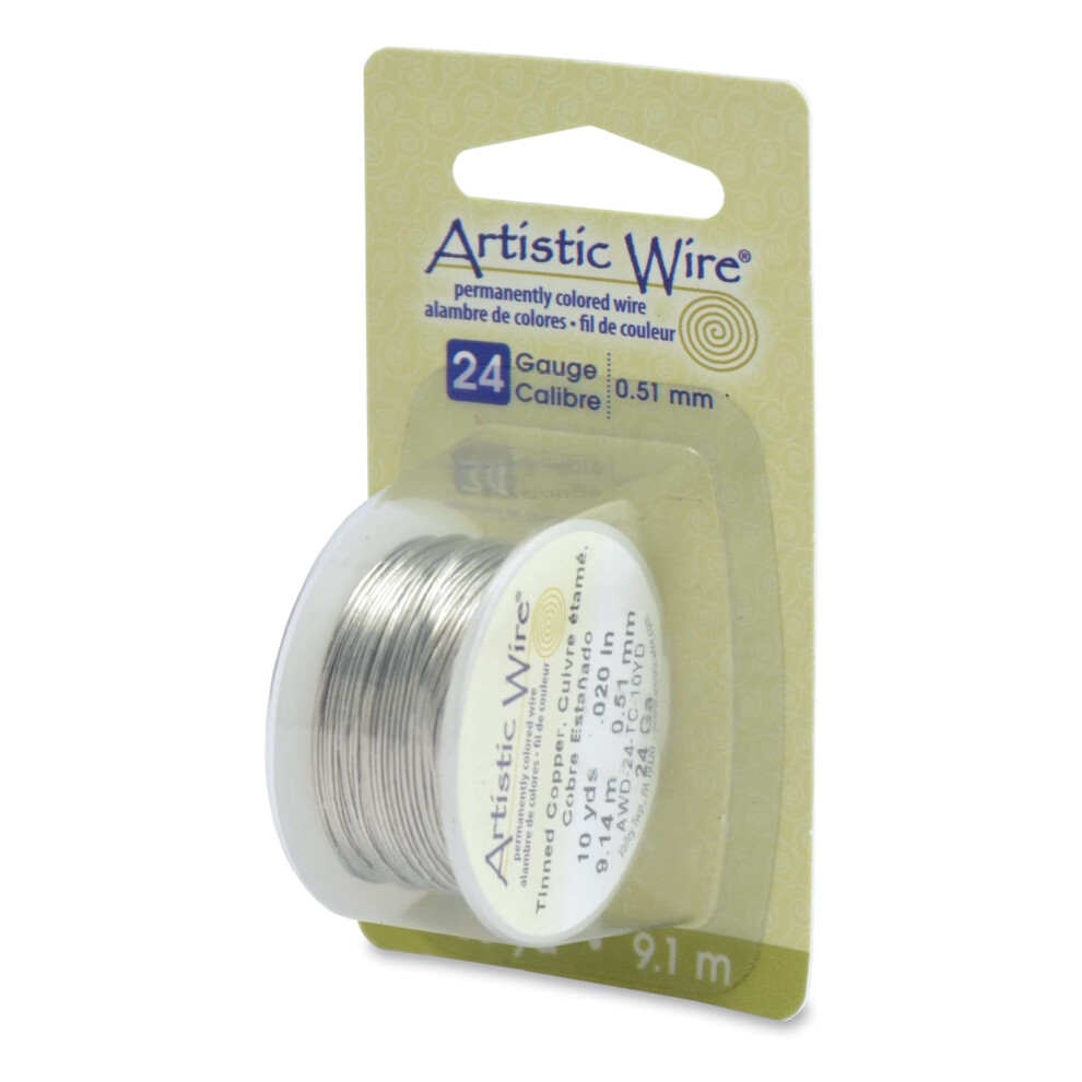 Fil De Cuivre Tam Artistic Wire Calibre 24 / 0,51 Mm R Sistant Au Ternissement, Couleur Argent, 9,1 M-image