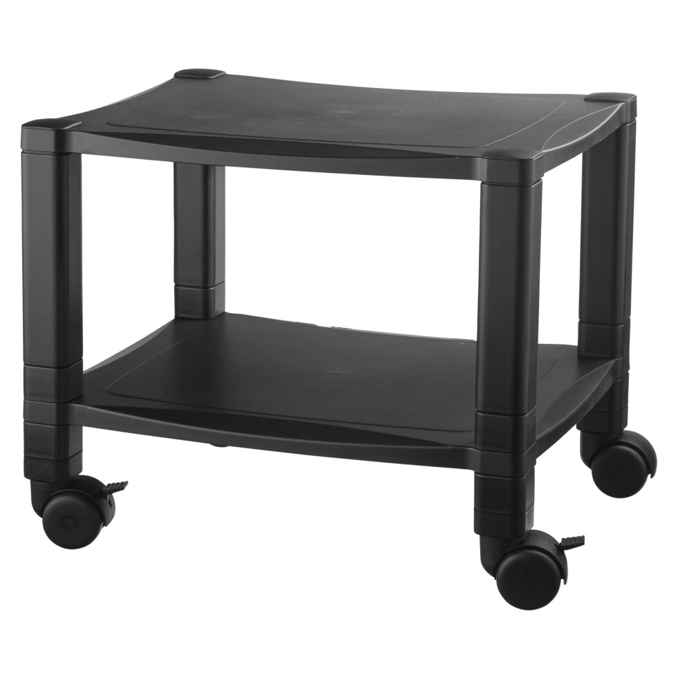 Kantek Mobile Printer Stand Cart 2 Shelf with Drawer Adjustable Height Cable Management Locking Casters 17"""" x 13.25"""" x 14.12""""