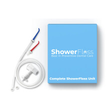 SHOWER FLOSS Wasser-Zahnseide  praktisch fr die Zhne, wird an Ihrem Duschkopf befestigt  einfache Installation, einstellbare Temperatur und Druck