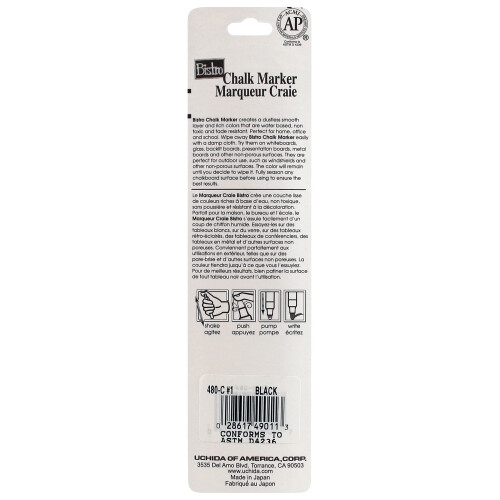 Uchida 480-C-1 Marvy Broad Point Tip Regular Bistro Chalk Marker Zwart 1