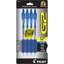 PILOT G2 Infllbar Premium Gel Ink Roller Ball Pennor Extra Fine Point 4-Pack Blue Ink (31056)