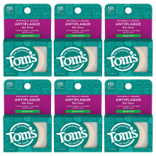 Tom's of Maine naturligt vokset antiplaque flad tandtr?d Spearmint 32 Yards 6-pack (emballage kan variere)