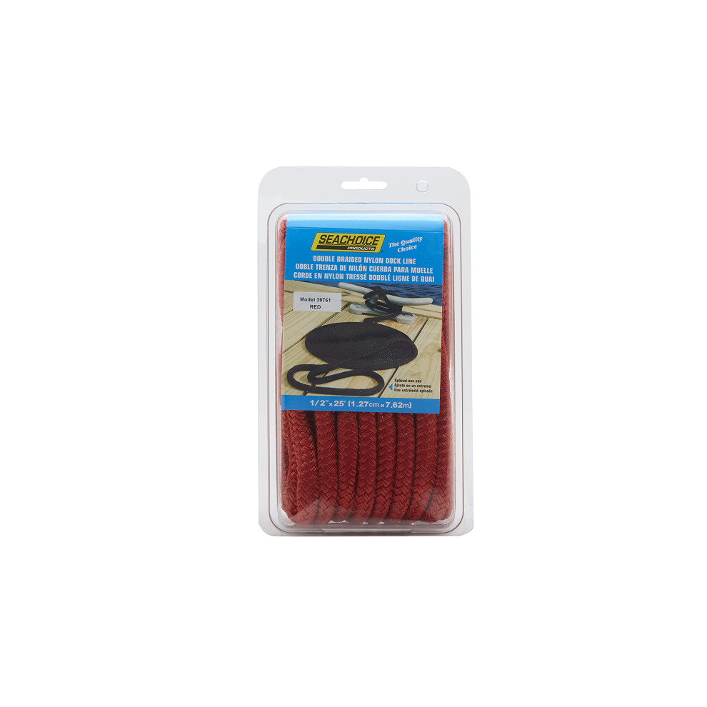 Amarre en nylon     double tresse Seachoice avec    pissure        il, pr   -r   tr   cie et thermostabilis   e, 1/2 po x 25 pi, rouge