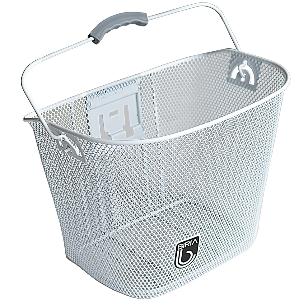 Cestino Per Bicicletta Biria Con Supporto, Cestino Anteriore Bianco A Sgancio Rapido, Cestino Per Bicicletta In Rete Metallica Rimovibile, Adatto-image