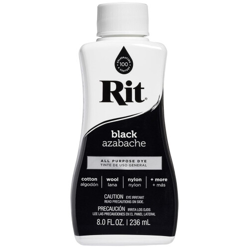 Rit Dye 88150 All Purpose Liquid Dye  Black  8 Fl Oz